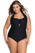 Solid Black Plus Size Non-underwire Monokini